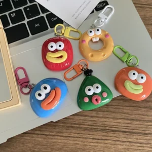Funny Big Mouth Resin Keychain - Quirky Geometric Monster Bag Charm for Backpacks, Car Keys - Cute Ugly-Cute Gift for Kids and Teens