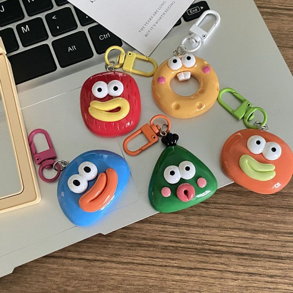 Funny Big Mouth Resin Keychain - Quirky Geometric Monster Bag Charm for Backpacks, Car Keys - Cute Ugly-Cute Gift for Kids and Teens
