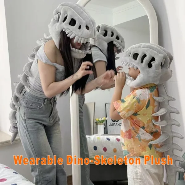 Dino-Skeleton Vibes: Spooky-Cute Plush Exoskeleton Hoodie & Spine